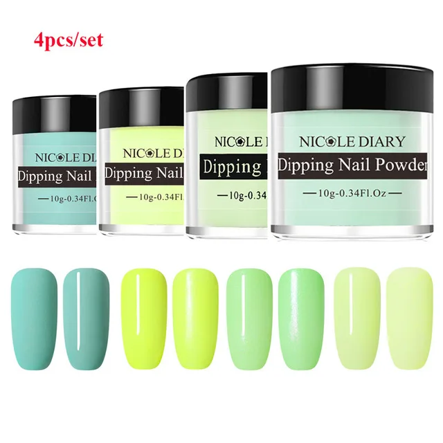 Green series two Николь дневник цвет окунания ногтей порошок DIY Черный Серебряный Красный Фиолетовый серии Dip ногтей порошок дизайн ногтей без лампы лечения - Цвет: Green series two