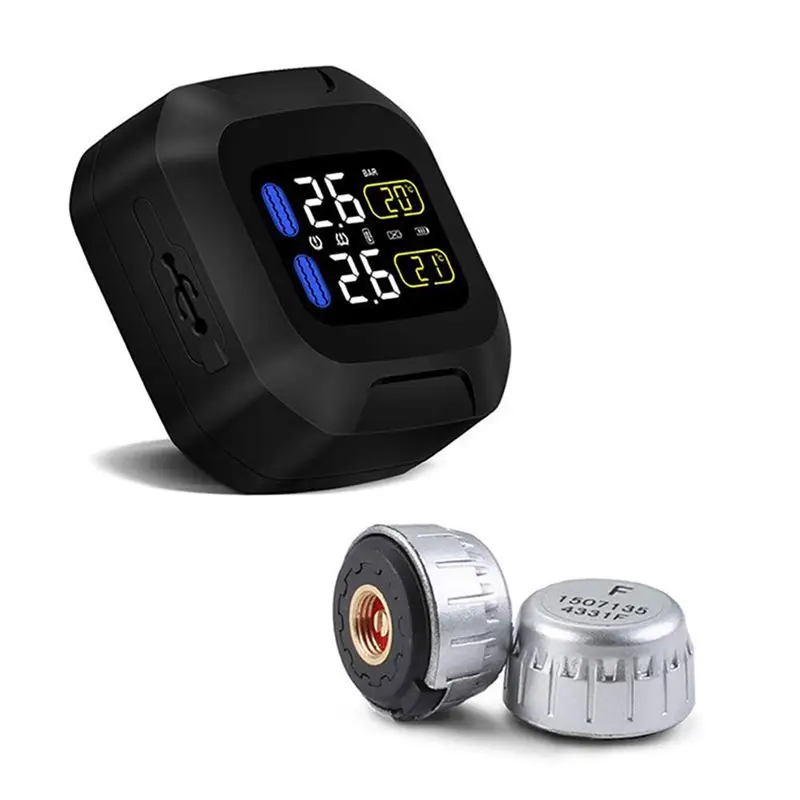 

Wireless Tire Pressure Monitoring motorcycle tire motor Car tyre alarm Waterproof Tape 2 external sensors for two-wheeled motorc