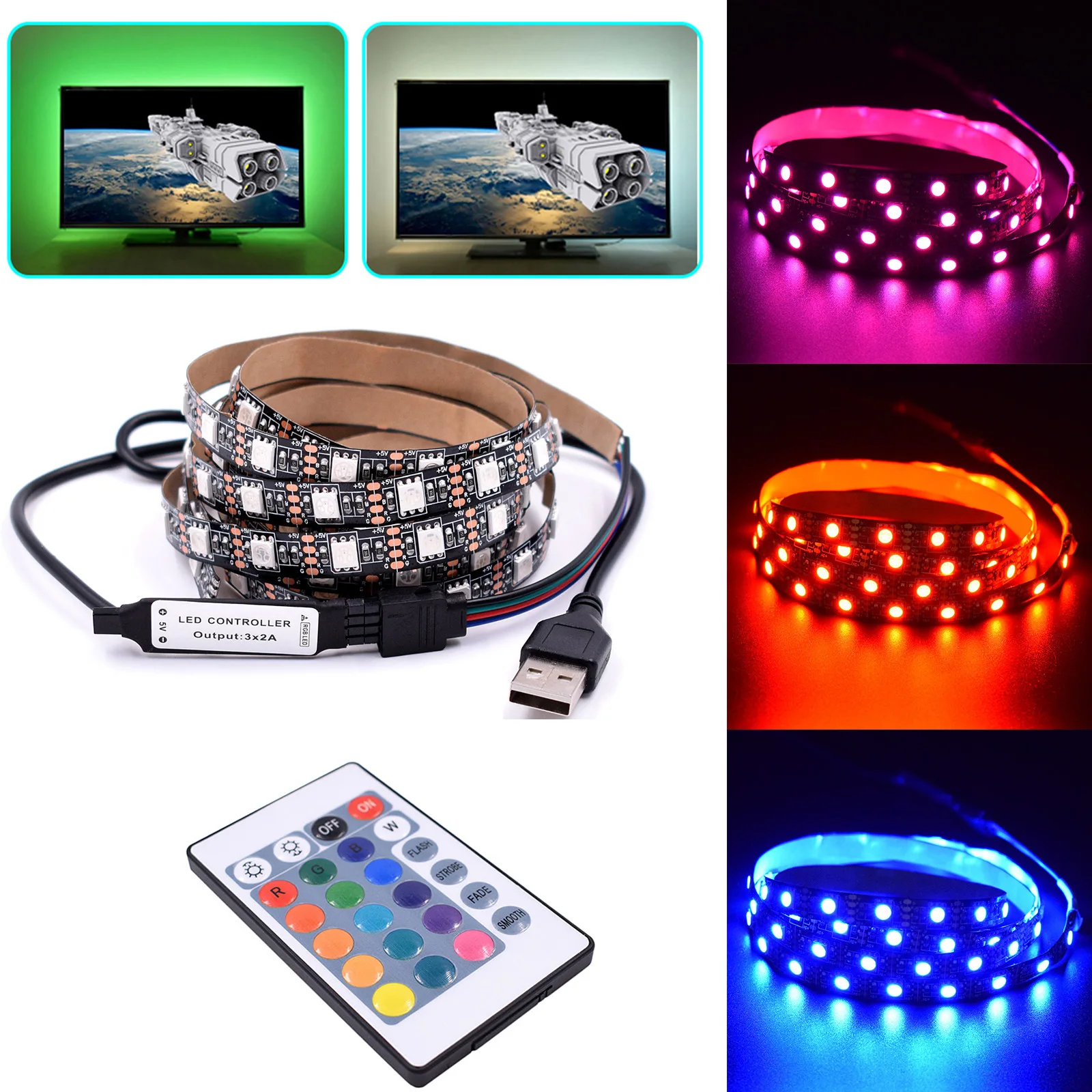 Светодиодная лента светильник USB 2835SMD DC5V гибкая светодиодная лампа RGB ТВ