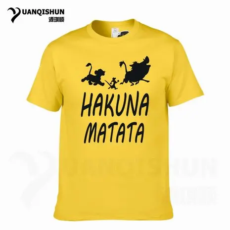 YUANQISHUN Лев футболка King Акуна Матата с принтом короткий рукав Для мужчин футболка Повседневное забавные аниме Симба Пумба Тимон футболка