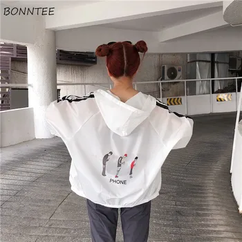 

Jackets Women Loose Fashion Leisure Harajuku Hooded Long Sleeve Printed Womens Clothing Korean Style Simple Daily Students Chic