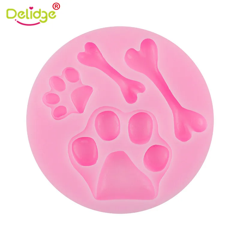 Delidge 1 шт., силиконовая форма в форме собачьей лапы и кости, форма для торта, 3D форма для шоколада, помадки, инструменты для украшения торта, DIY Форма для выпечки