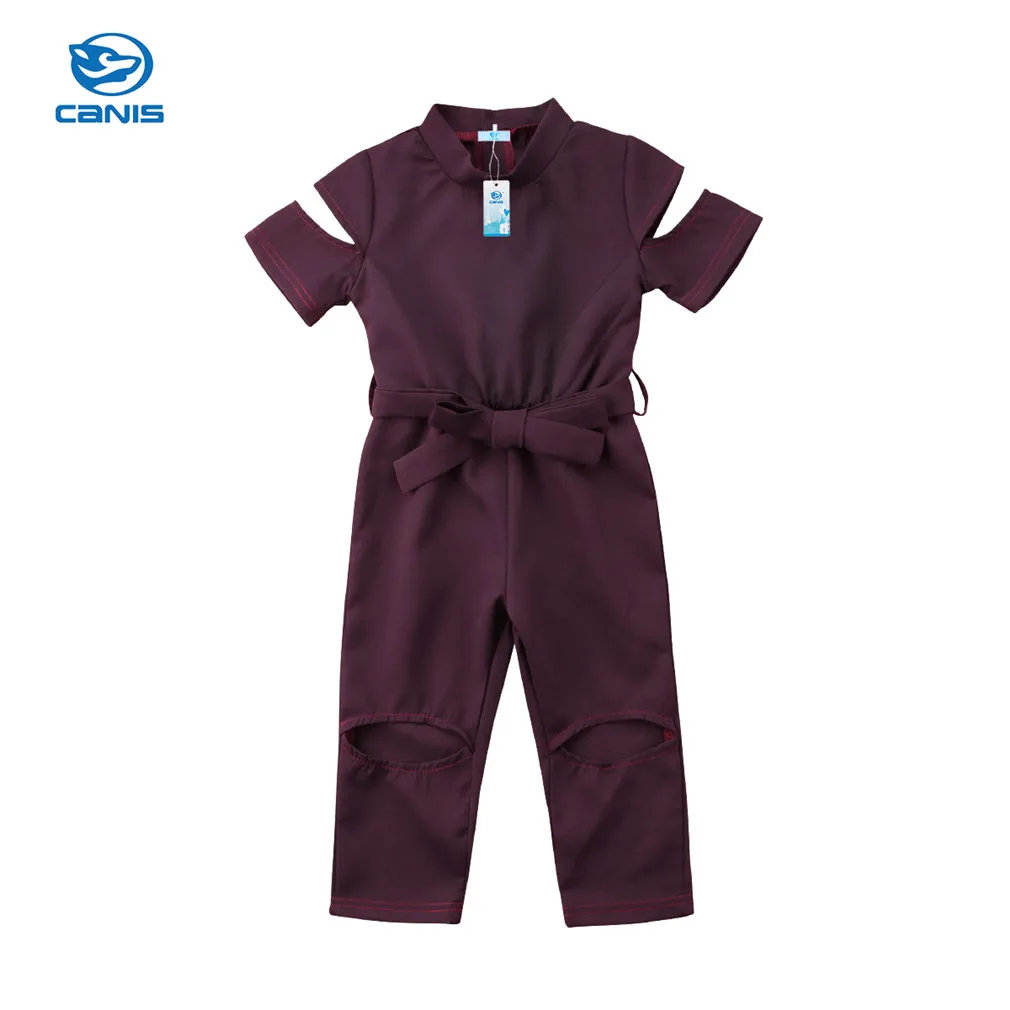 

PUDCOCO Trendy Kids Baby Girls Holes Overalls Jumpsuit Outfits Clothes Girls Short Sleeves Fashion Jumpsuits