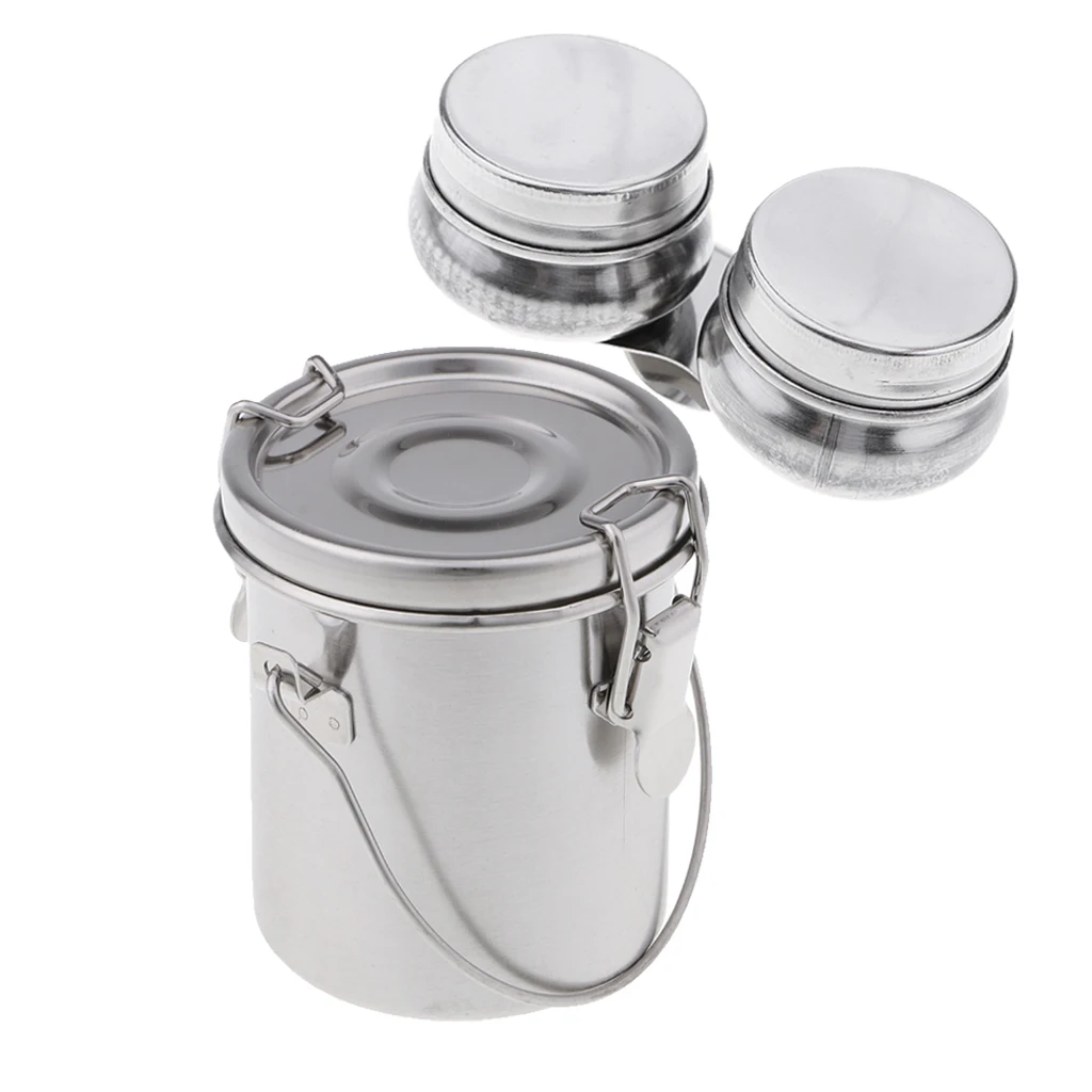 Blesiya 2Pcs Double Stainless Steel Dipper Cup Pots Water Paint Palette Clip 
