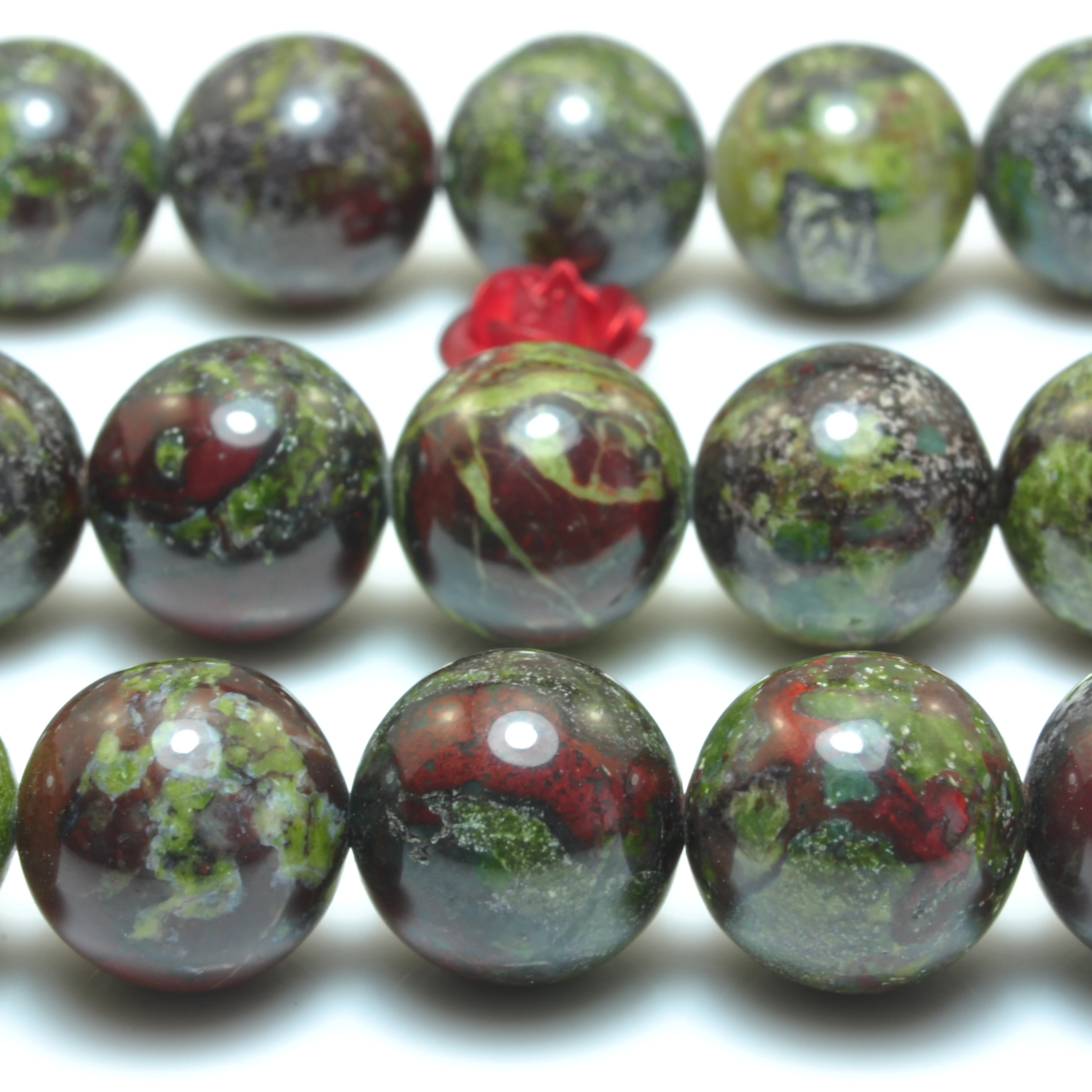 Natural Dragon Bloodstone Jasper Smooth Round Beads Loose Gemstones Semi Precious Stone For Jewelry Making Bracelet Necklace DIY | Украшения