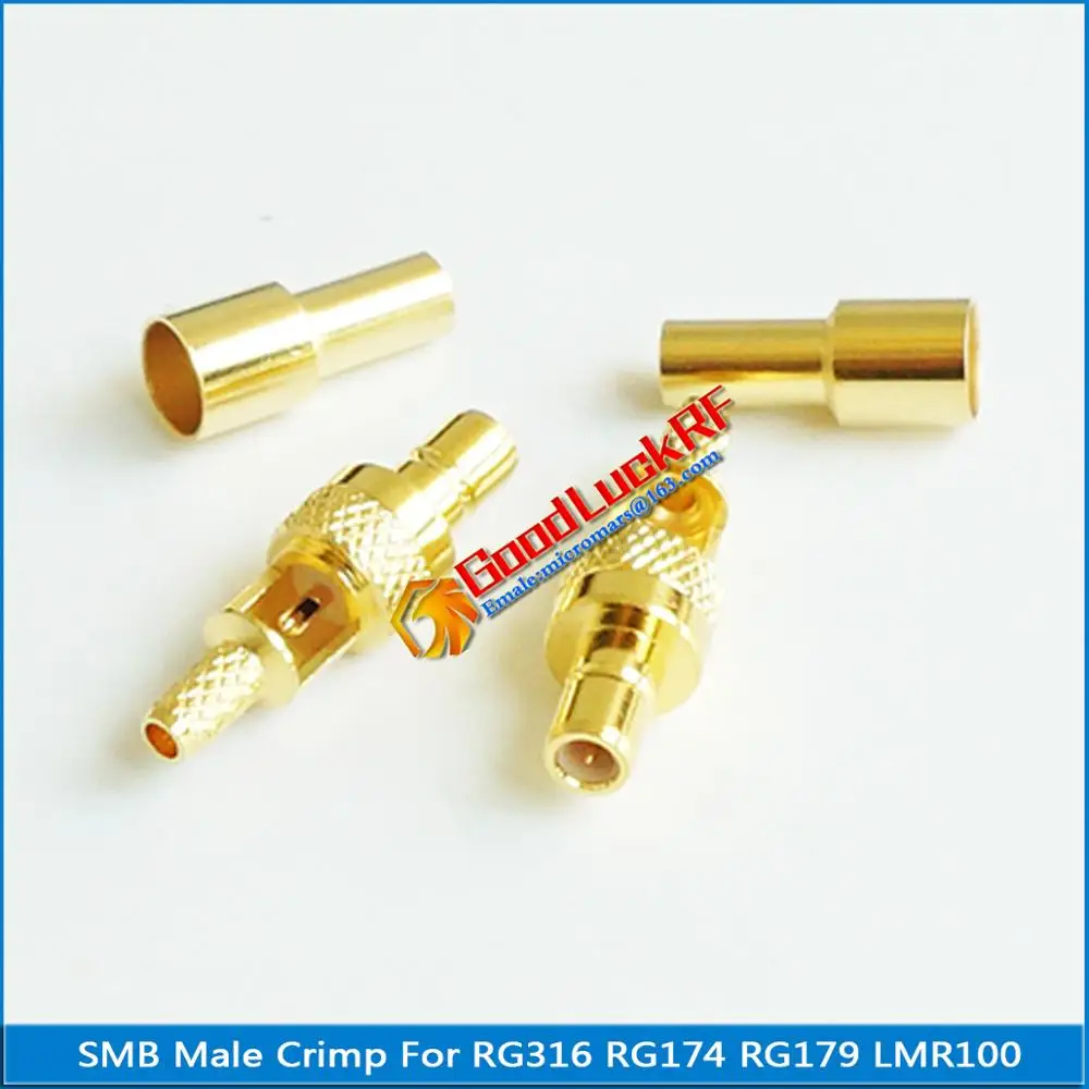 

1X Pcs High-quality RF Connector Socket SMB Male Jack Window Crimp for RG316 RG174 RG179 LMR100 Cable Plug Gold Plated Coaxial