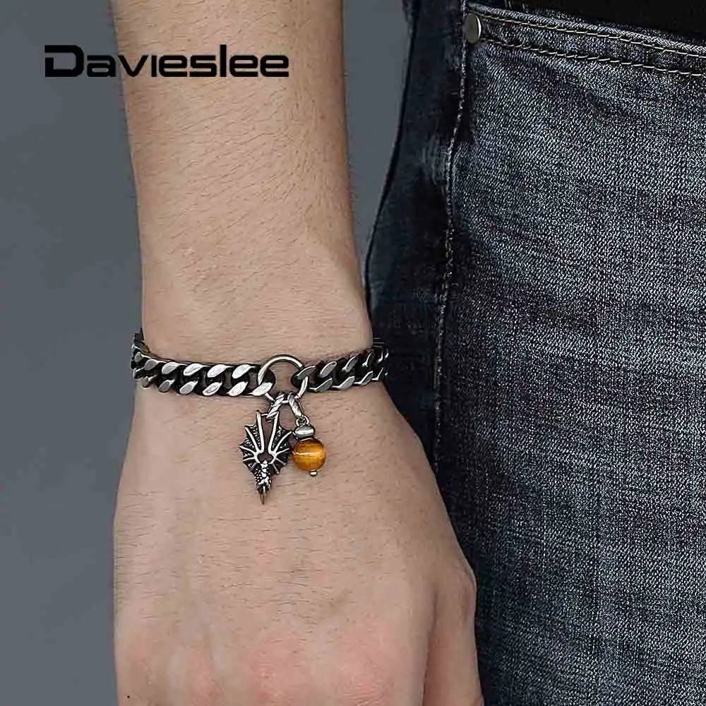 8 мм панцирная кубинская цепочка с крестом, очаровательный браслет для мужчин из нержавеющей стали, бронзовый тон, Круглый Шарм, модные мужские ювелирные изделия DDBM69