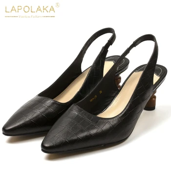 

Lapolaka 2020 New Fashion Cow Leather Elastic Band Summer Sandals Woman Shoes Strange Style Shallow Shoes Women Sandals