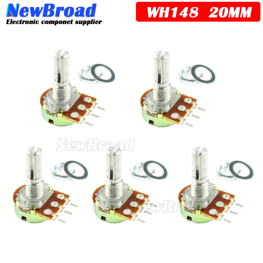 5pcs WH148 3Pin 20mm Potentiometer B1K-1M