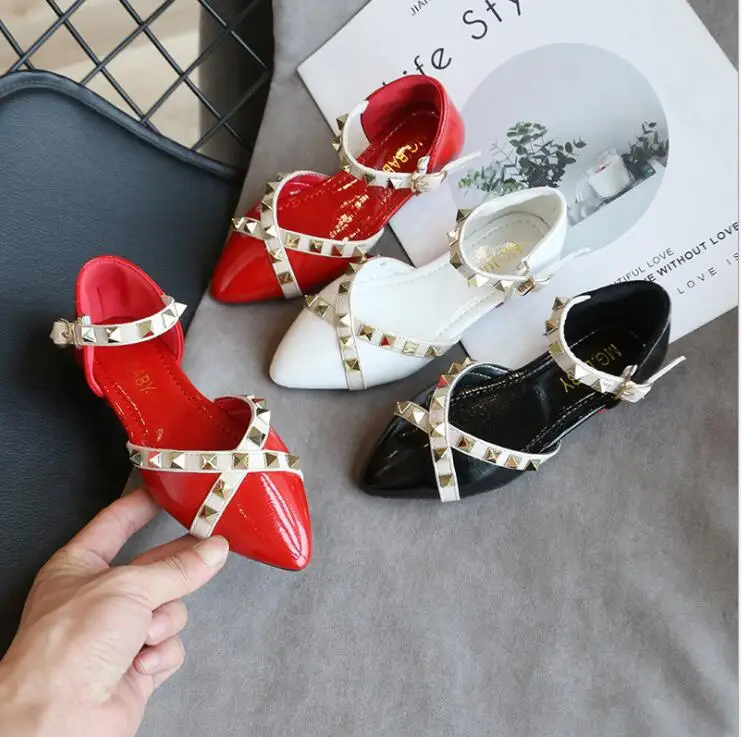 

2020 new girls sandals children rivet high heeled princess shoes little girls fashion dance shoes
