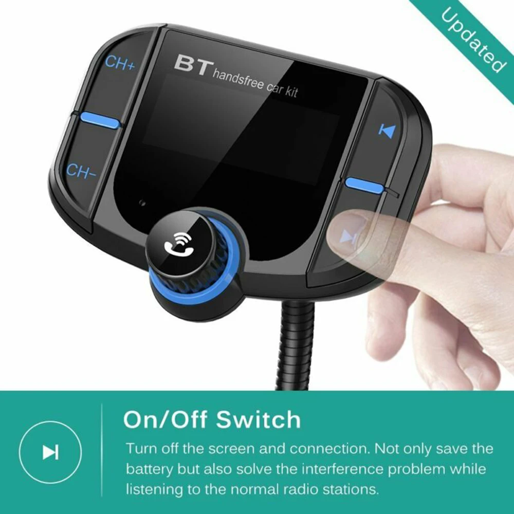 Авто черный Bluetooth fm-передатчик mp3-плеер Быстрая зарядка USB порт вольтметр