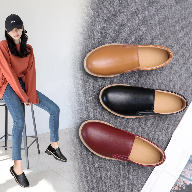 

2019 New Style Mom Genuine Leather Shoes Soft Bottom Low Heel Middle-aged Comfortable Mom Shoes Middle-aged Flat Heel Casual Sho