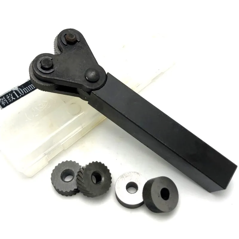 Knurling Tool Set 6PCS Reticulated Knurling Knife 0.6mm 1.0mm 2.0mm HSS Inner Hole Embossing Wheel +1PCS 16mmx18mm Steel Lathe Tool Holder Hob