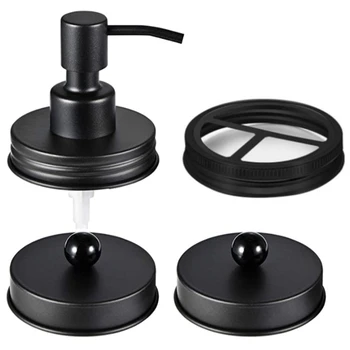 

Botique-Mason Jar Bathroom Accessories Lids Set(4Pcs),Toothbrush Holder,Apothecary Storage Jars Lids for Regular Mouth Mason