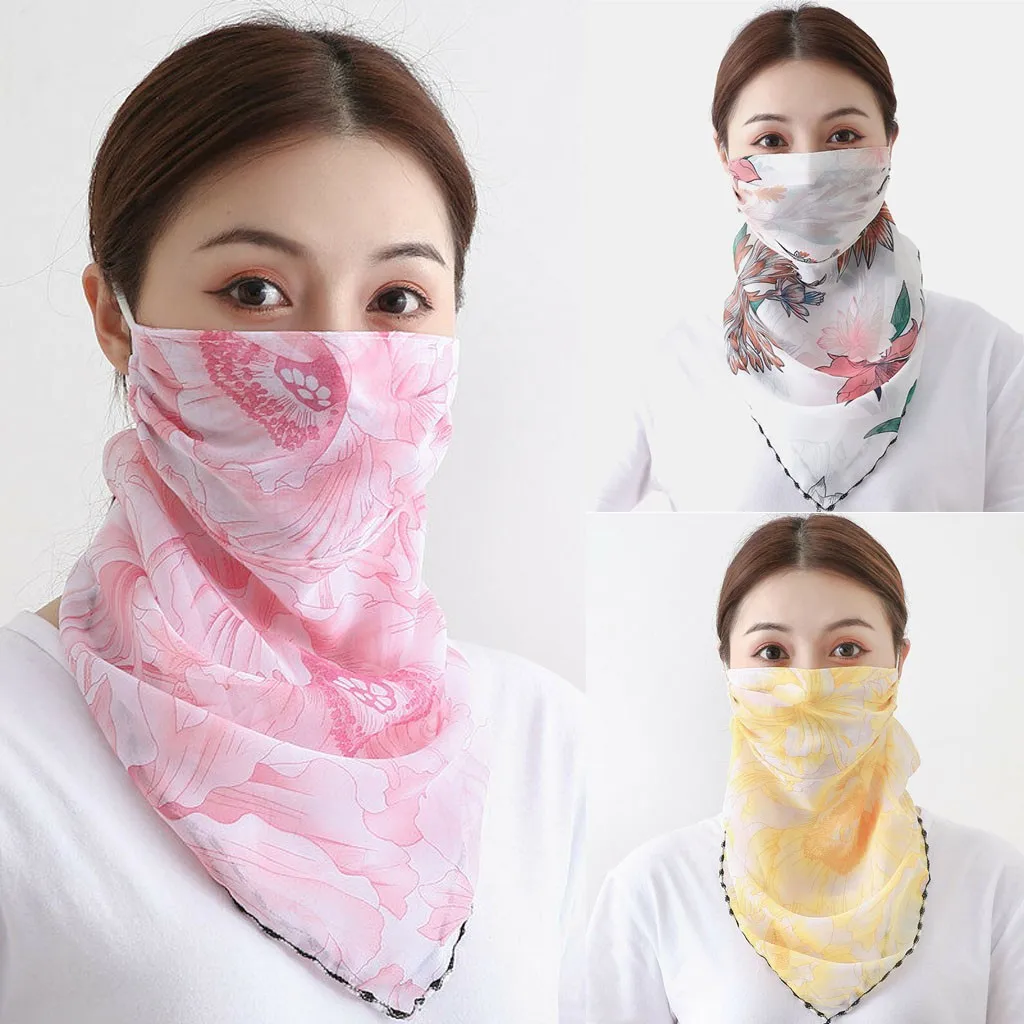 4 # женская шифоновая маска HijabFace повседневная от солнца шарф тонкая с принтом
