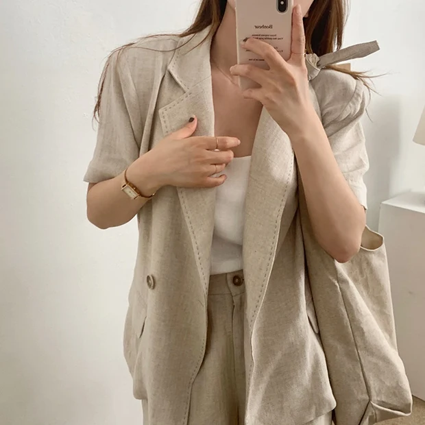 Mozuleva New Summer Women 2 Piece Sets Matching Wide Leg Short Pants Casual Cotton and Linen Pocket Lady Biker Shorts Suit 2020