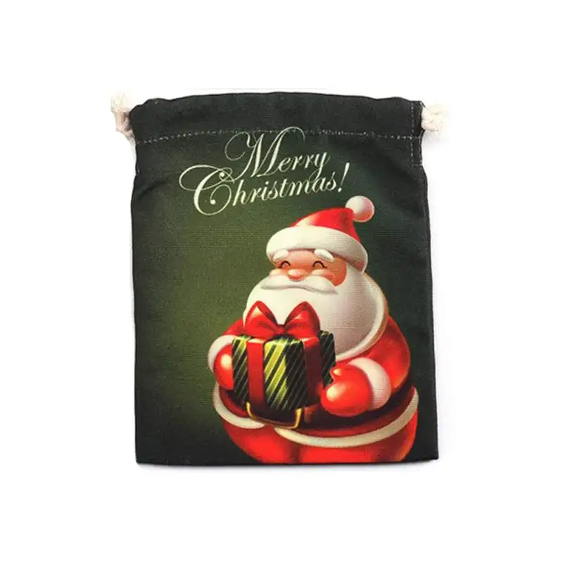 4 Christmas Drawstring Gift Bags Reusable Fabric Candy Bag Santa Claus Present Treat Bags For Christmas - Цвет: 4