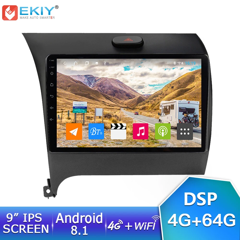 EKIY 9' IPS Car Multimedia Radio 4G+64G Android 8.1 For Kia Cerato K3 Forte 2013 2014 2015 2016 GPS