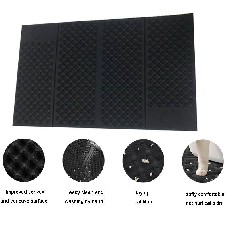 Cat Litter Mat Extra Large EVA Double Side Layer Cat Litter Trapper Waterproof Urine Proof Litter Scatter Control Cat Litter Box
