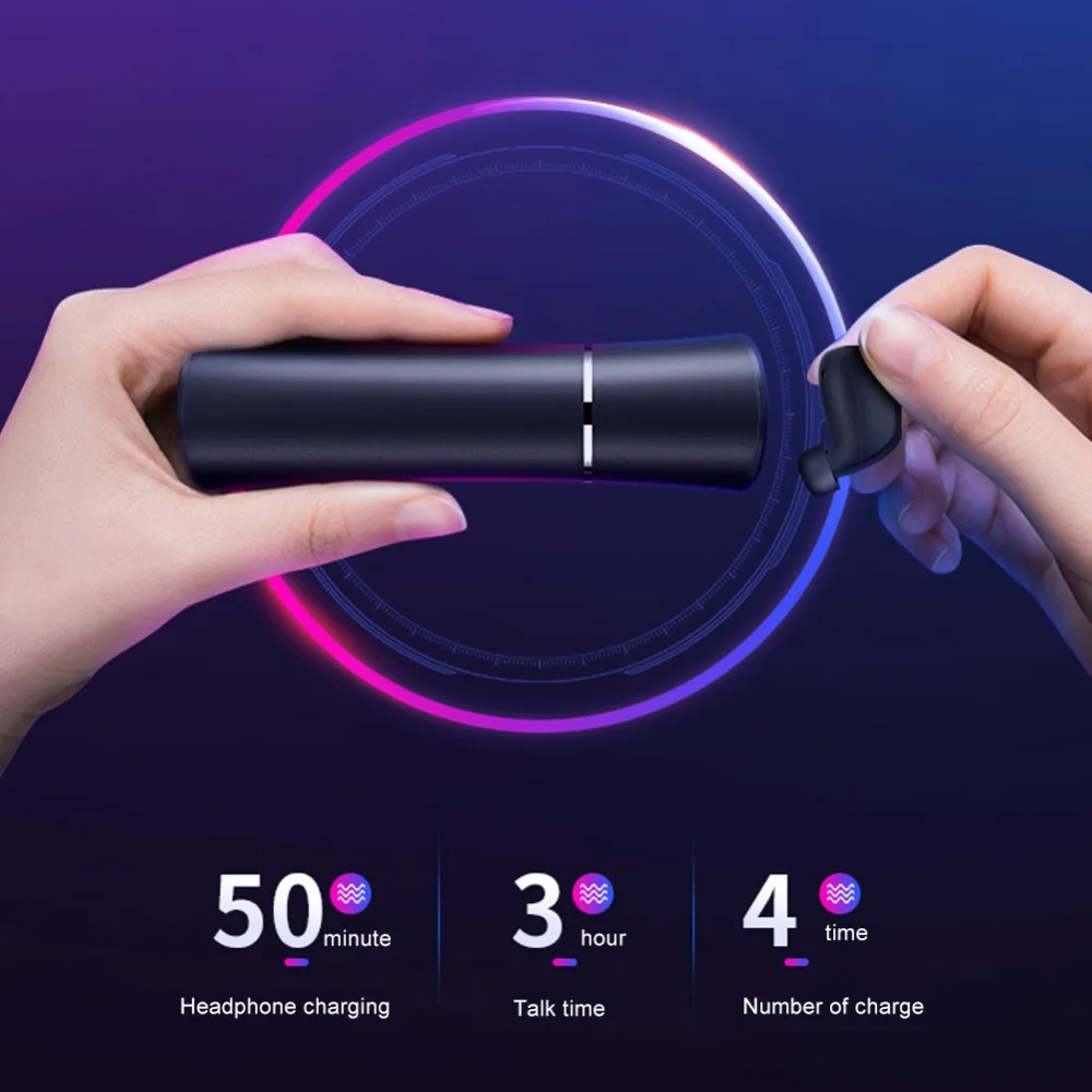 Наушники-вкладыши TWS Мини Bluetooth V5.0 Беспроводной гарнитура hi-fi звук Шум снижение Спорт Bluetooth Беспроводной наушники с зарядный чехол