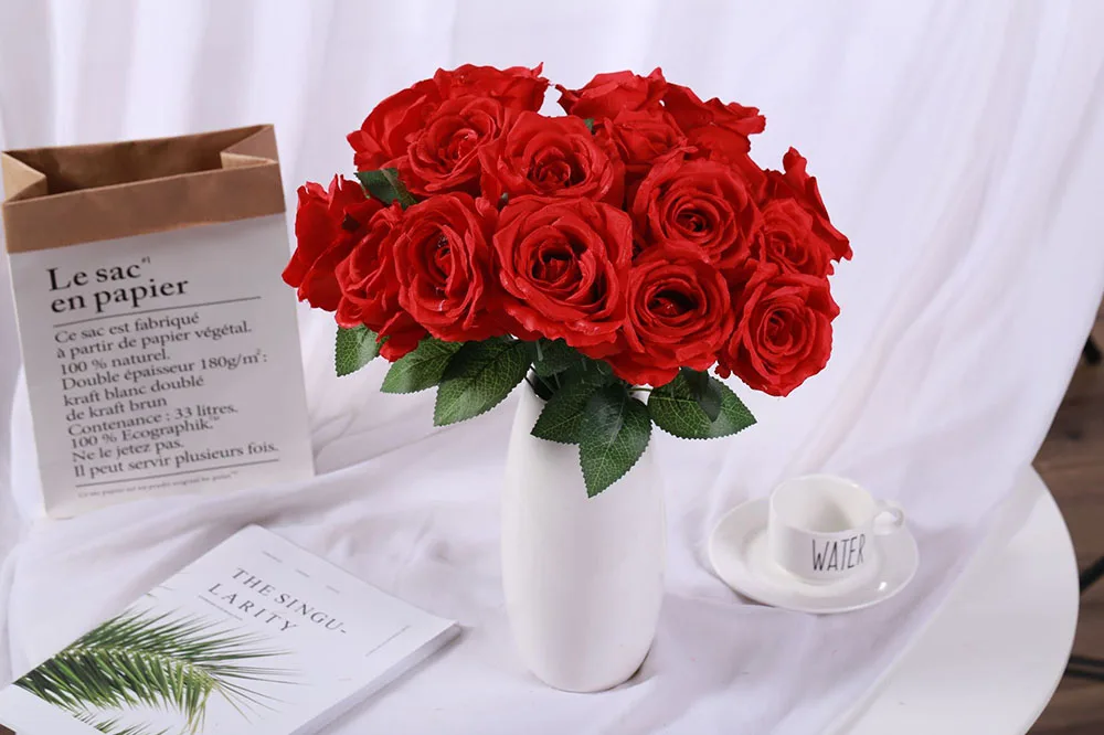 1 Bunch Artificial Rose silk French Floral Bouquet Fake Flower Arrange Table Daisy Wedding Flowers Decor Party accessory Flores-13