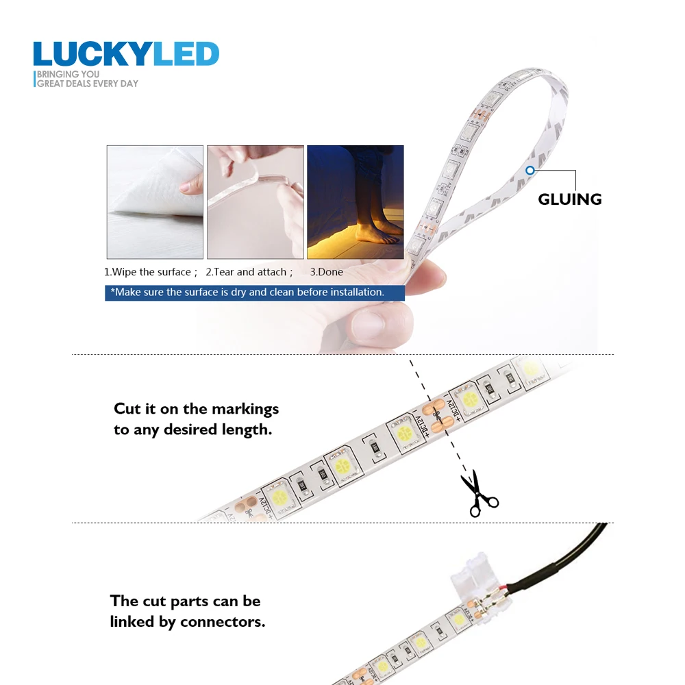 Светодиодная лента LUCKYLED 5 м/рулон 12 В постоянного тока SMD 2835 5050 60