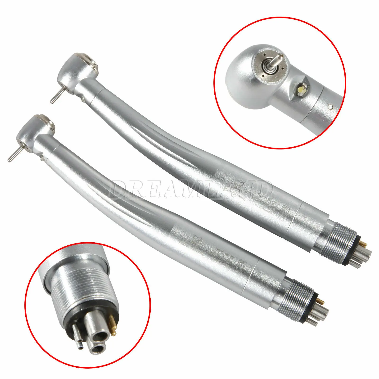 

2PCS Large Head Dental LED Fiber Optic Handpiece 6Hole Triple Water Spray Push Button Turbine fit KAVO