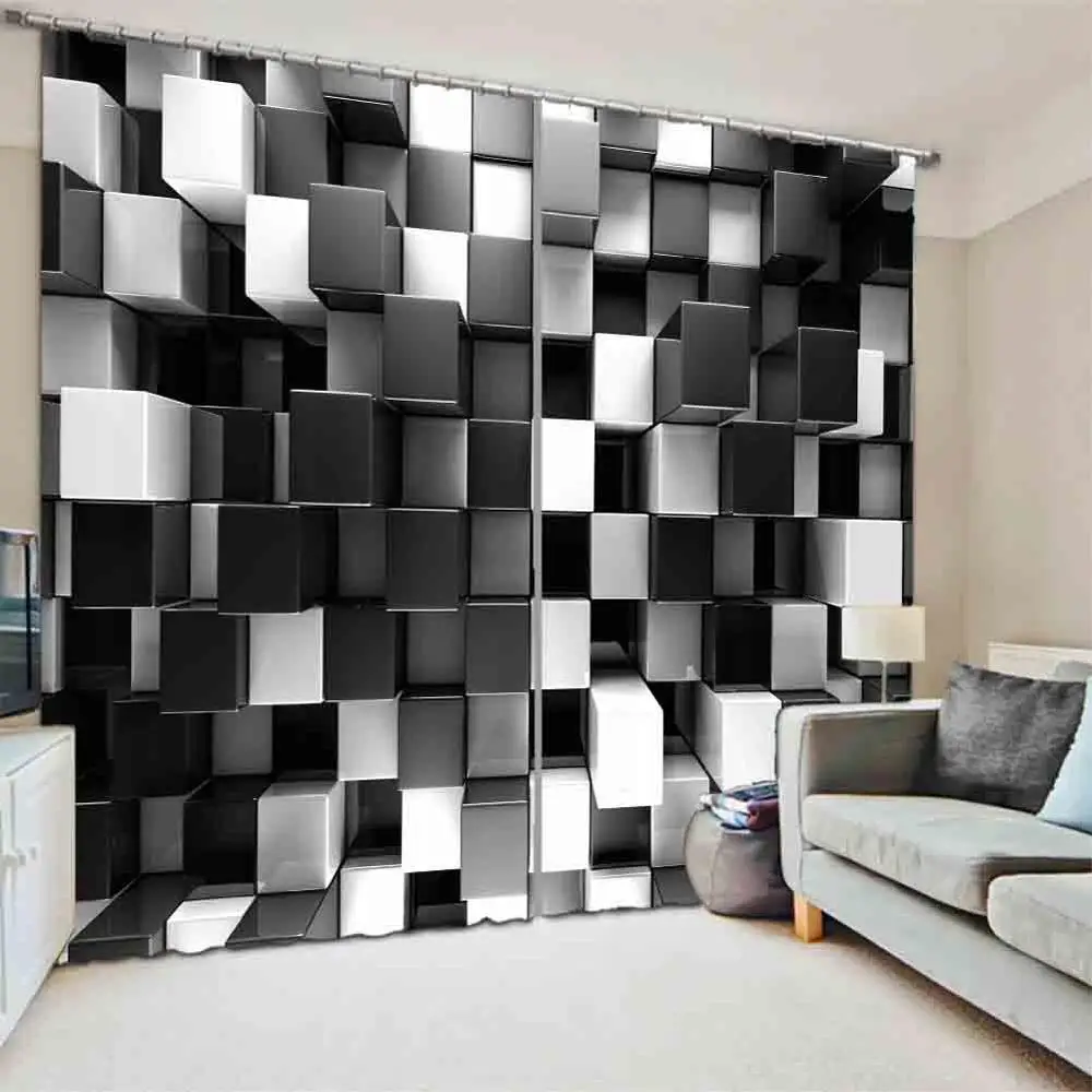 Custom Modern Blackout Curtains For Window Square lattice Living Room Bedroom Fashion Creative | Дом и сад