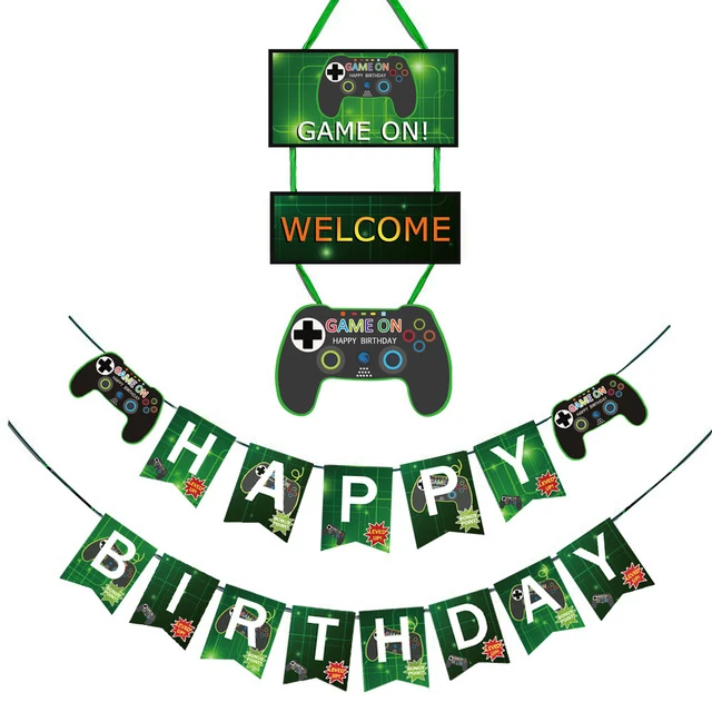 Jogo em balões eu estou gaming preto verde látex balões tema do jogo feliz  aniversário banner