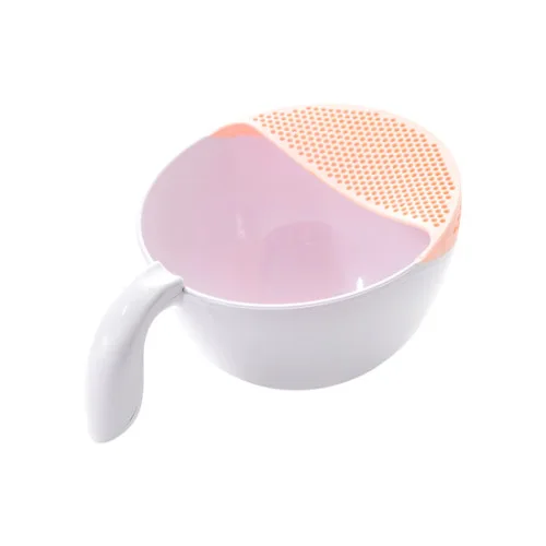 PINK Утолщенная с ручкой дренажная рисоварка пластиковое сито мочалка машина Кухня влагостойкая стиральная корзина YHJ111101 - Цвет: PINK