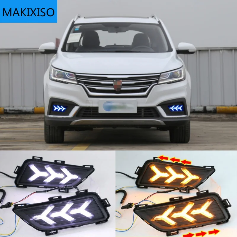 

LED DRL Fog lamp driving lights with Yellow Turn Signal Function For Roewe RX3 2018 Daytime running lights