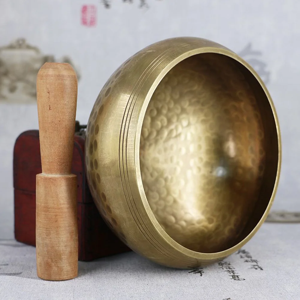 

Yoga Relax Meditation Mindfulness Tibetan Singing Bowl Set Buddhist With Mallet Sound Copper Decorative Handcrafted Ornament