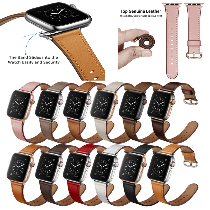 Ремешок для браслета из натуральной кожи Apple Watch Band 3 2 1 Iwatch Series 42 мм 38 ультратонкий