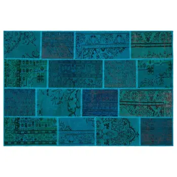 

Handmade Turquoise Vintage Overdyed Patchwork Area Rug 158x232 Cm-5'2''X7'7''
