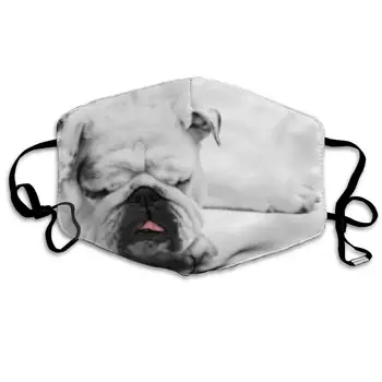 

Dog Sleep White Dust Mask, Reusable Washable Mouth Masks, Adjustable Warm Face Mask Unique Cover Filters Blocking Pollen
