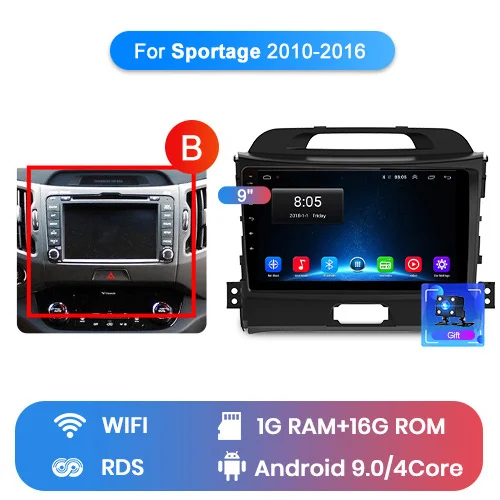 Junsun V1 2G+ 32G Android 9,0 DSP автомобильный Радио Мультимедиа Видео плеер навигация gps 2 din для KIA Sportage 3 2010 2011- без dvd - Цвет: WIFI (1GB 16GB) B
