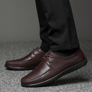 

Genuine Leather Casual Shoes Flats Fashion Men Shoes Comfortable Waterproof Men Shoes Men Lace-up Driving Shoe Moccasins