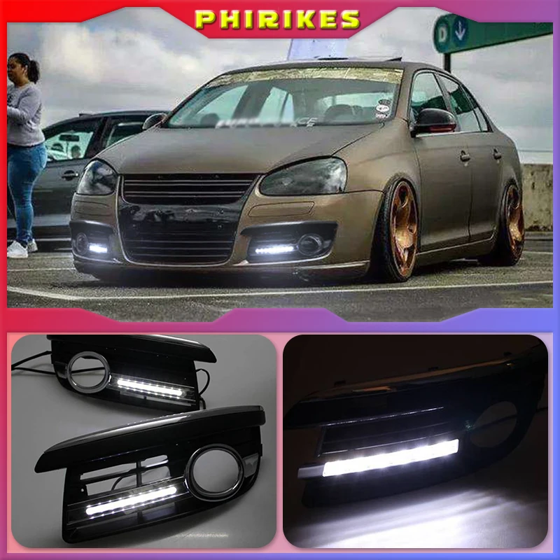 

For VWJetta 5 A5 MK5 2005 2006 2007 2008 2009 2010 LED DRL Daytime Running Lights With Wire Of Harness