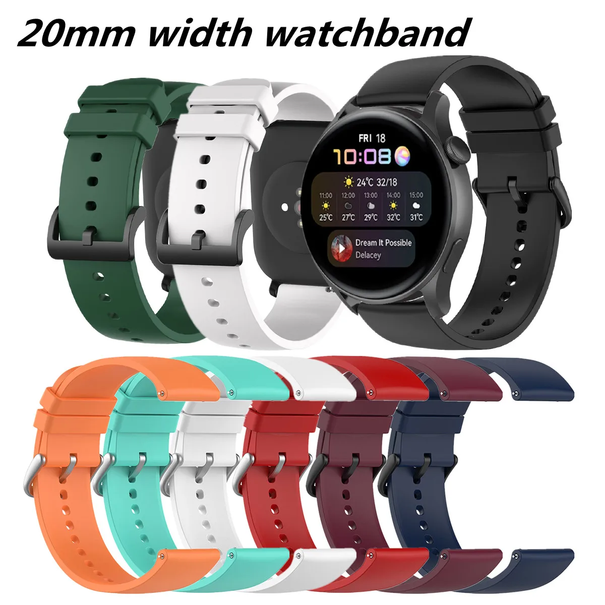 Ремешок силиконовый сменный для Samsung Gear S2 classic /Active 2/Huawei watch GT 2 смарт-браслет Huami