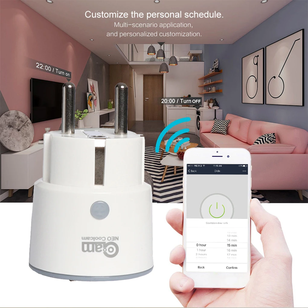 NEO Coolcam WiFi EU Smart Plug WiFi 16A Intelligent 2.4GHz Wireless Plug Outlet Remote Control Appliance Socket