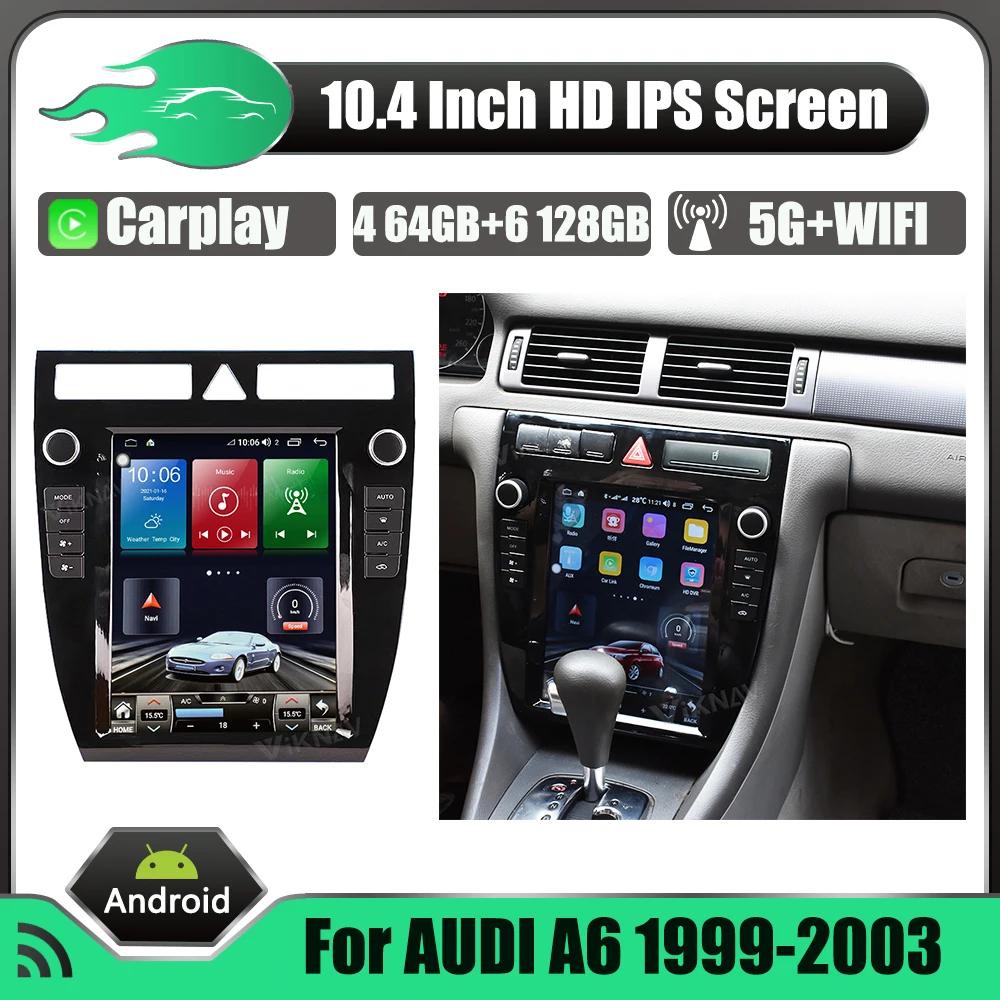 

10.4 Inch Android Car Stereo Radio Multimedia Player For AUDI A6 1999-2003 GPS Navigation Carplay Auto Touch Screen Head Unit