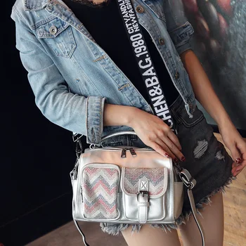 

Diamond Bag 2020 Wave Soft Leather Shoulder Casual Wide Shoulder Strap Messenger Multi-purpose Small Bag Womens Handbags Purses