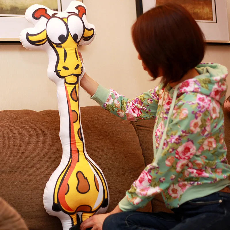 Forest Animal Plush Lion Giraffe Ostrich Kiang Plush Stuffed Doll Long Strip Pillow Cushion Toy Funny Family Member4