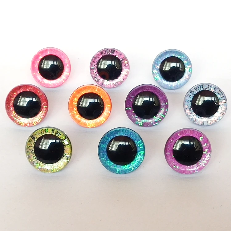 20pcs New Color 3D safety toy eyes +glitter Nonwovens+ washer--size & color option