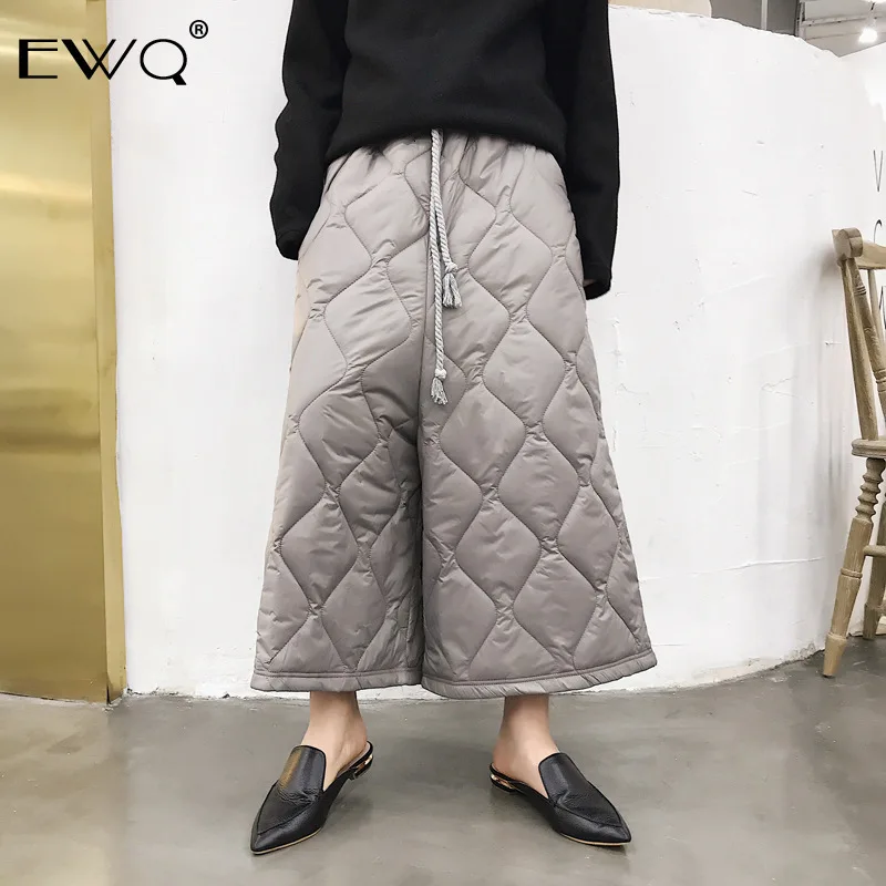 

EWQ / 2019 New Fashion Winter Wid Leg Ankle-Length Cotton Pants Men Loose Drawstring Loose Casual Tide Pantalones Hombre 9A148