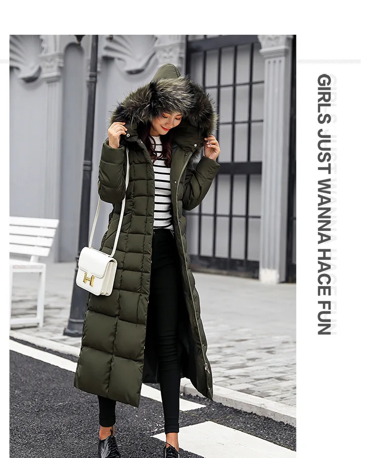 Пальто Oculosoak Женская хлопковая куртка зимний тренд длинный тонкий пуховик женский толстый теплый пуховик для женщин