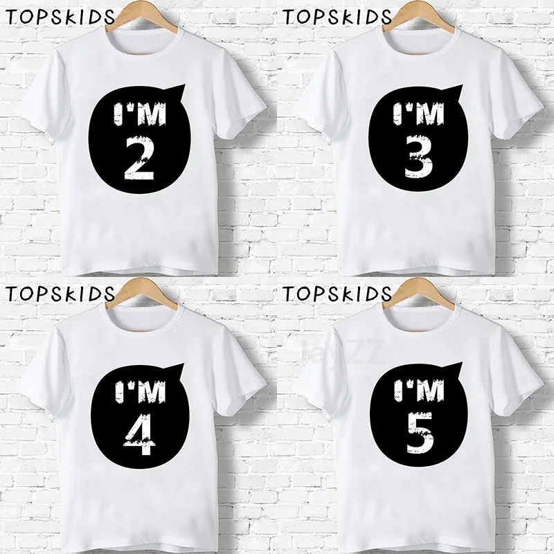 2019 Bambini Buon Compleanno Sono 1-10 Anni Numero Stampa T-Shirt Ragazzi E Ragazze Regalo Divertente Baby Top Maglietta Estiva Per Bambini