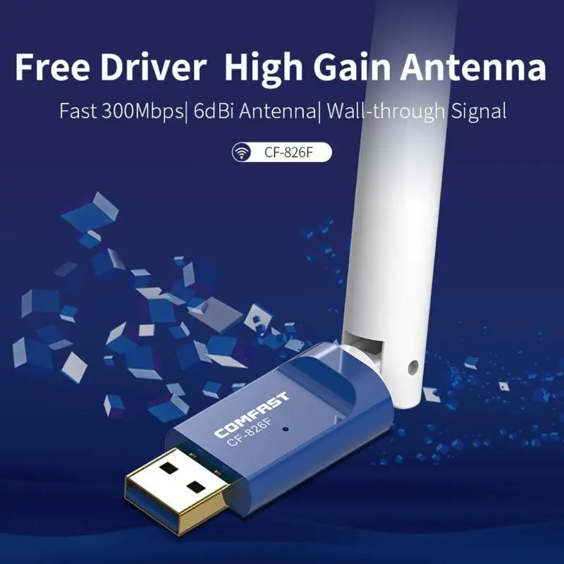 WU826F USB2.0 антенна беспроводной адаптер 300 Мбит/с усиление 6dBi Поддержка Windows XP/7/8/8,1/10 Бесплатный драйвер WiFi приемник 245x19x13,5 мм