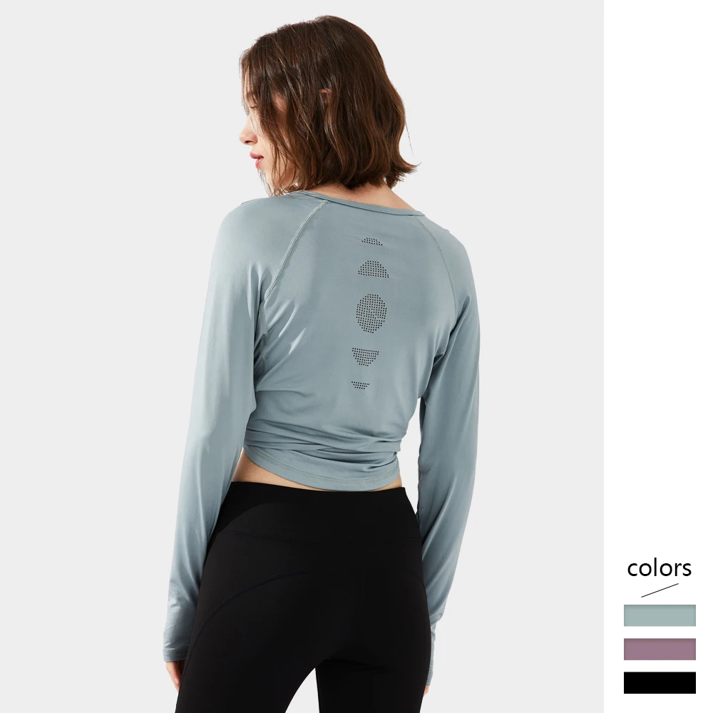 Женская спортивная рубашка с длинным рукавом Свободные тренировочные топы