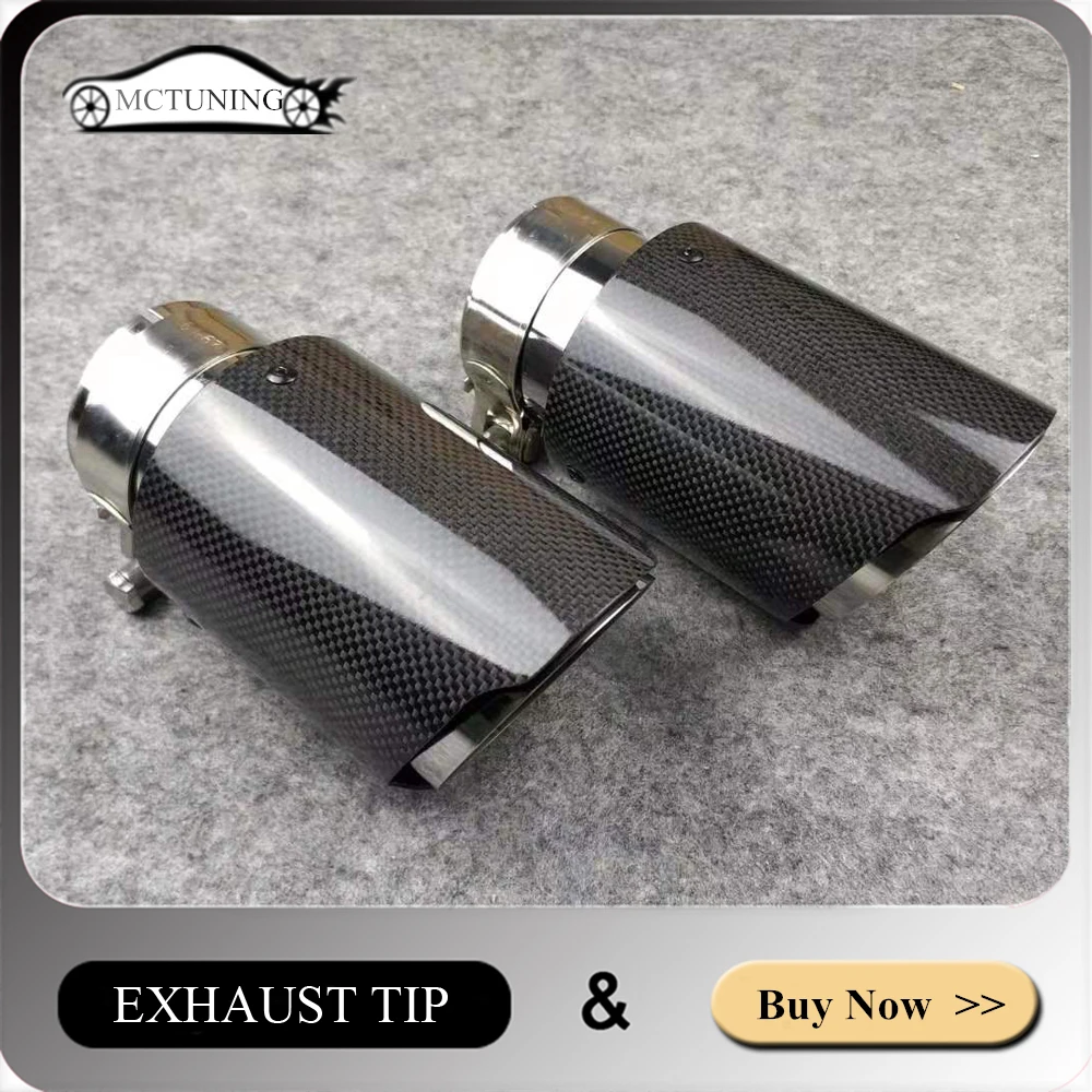

Free Shipping 2PCS 63mm Inlet 76mm Outlet Universal Glossy Carbon Fiber Exhaust Tip For Car Muffler Tail end Pipes
